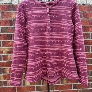 Columbia Shirt Maroon Patterned Long Sleeve Henley Style 1/4 Snap Hike Y2K XL